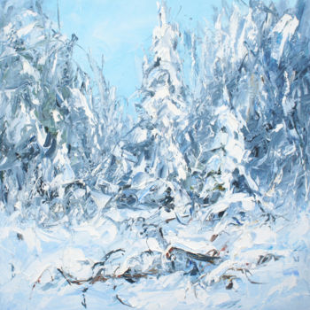 Schilderij getiteld "Winter. 100x100 cm." door Valeriy Ushkov, Origineel Kunstwerk, Olie