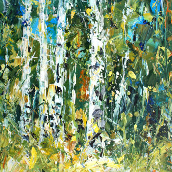 Painting titled "Картинки из леса. Б…" by Valeriy Ushkov, Original Artwork, Oil Mounted on Wood Stretcher frame