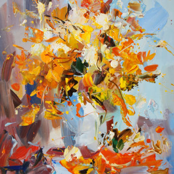 Painting titled "Autumn bouquet" by Valeriy Ushkov, Original Artwork, Oil Mounted on Wood Stretcher frame