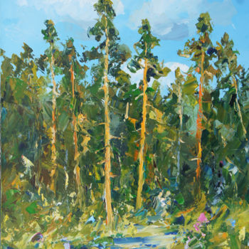 Peinture intitulée "Лето." par Valeriy Ushkov, Œuvre d'art originale, Huile