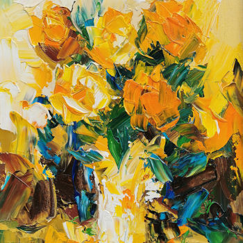 Peinture intitulée "Orange bouquet. 50x…" par Valeriy Ushkov, Œuvre d'art originale, Huile