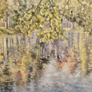 Painting titled "Lakeside" by Marius Vancea, Original Artwork, Oil