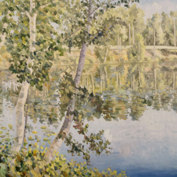 Painting titled "Olt river" by Marius Vancea, Original Artwork, Oil