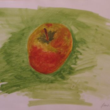 Painting titled "Apfel fällt in Wiese" by Jens Ehmann, Original Artwork, Acrylic