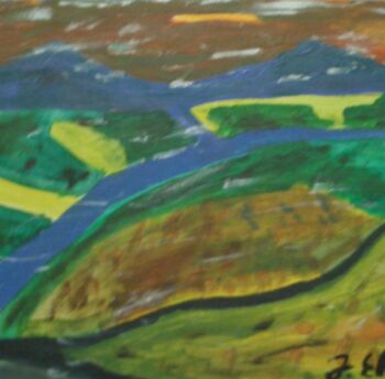 Painting titled "Titel: Lesende Land…" by Jens Ehmann, Original Artwork, Acrylic