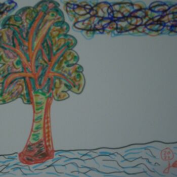 Рисунок под названием "Titel: Ein Baum - 2…" - Jens Ehmann, Подлинное произведение искусства, Маркер