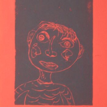 Druckgrafik mit dem Titel "Linoldruck mit blau…" von Jens Ehmann, Original-Kunstwerk, Linoldrucke