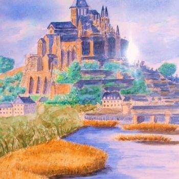 Painting titled "Mont St Michel" by Artverne, Original Artwork