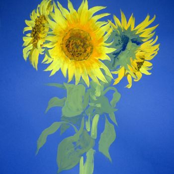 「Sunflower」というタイトルの絵画 Artjulia Klymenkoによって, オリジナルのアートワーク, グワッシュ水彩画
