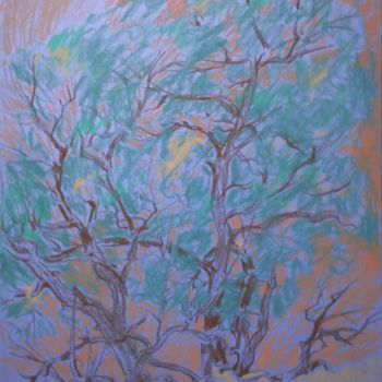 Painting titled "Emerald Tree" by Artjulia Klymenko, Original Artwork, Pastel