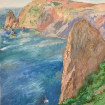 Painting titled "Фиолент / Cape Fiol…" by Artjulia Klymenko, Original Artwork, Gouache