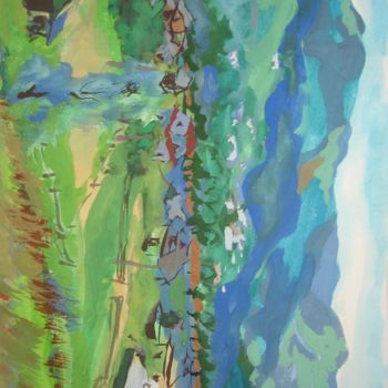 Картина под названием "Село Криворивня" - Artjulia Klymenko, Подлинное произведение искусства, Гуашь