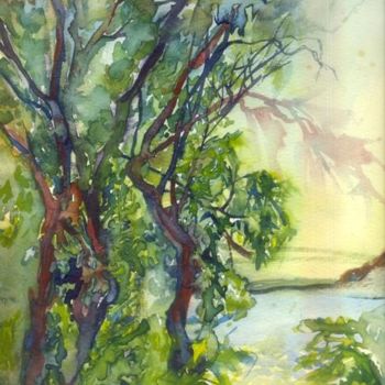Картина под названием "На берегу Деснянки" - Artjulia Klymenko, Подлинное произведение искусства, Акварель