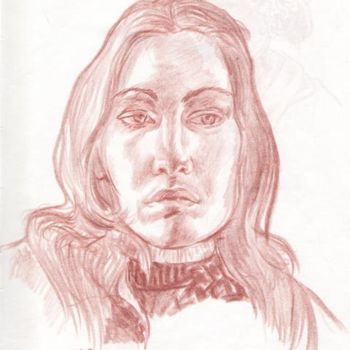 Zeichnungen mit dem Titel "Sveta" von Artjulia Klymenko, Original-Kunstwerk, Conté-Buntstifte