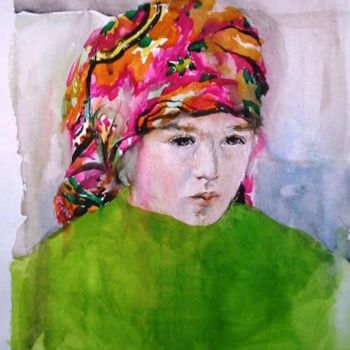 Картина под названием "Юная бандеровка / Y…" - Artjulia Klymenko, Подлинное произведение искусства, Акварель