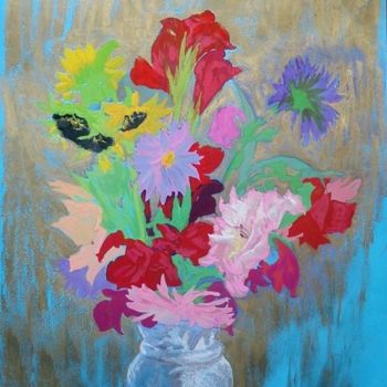 Картина под названием "Цветы осенью" - Artjulia Klymenko, Подлинное произведение искусства, Гуашь