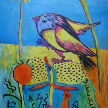 Painting titled "bird" by Artjulia Klymenko, Original Artwork, Acrylic