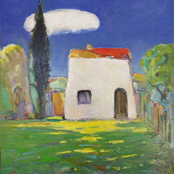 Malerei mit dem Titel "Furlett's house" von Viktor Volkov, Original-Kunstwerk, Öl