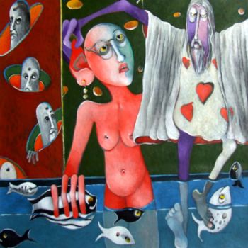 Peinture intitulée "Le poète et la muse" par Artvrai, Œuvre d'art originale, Huile