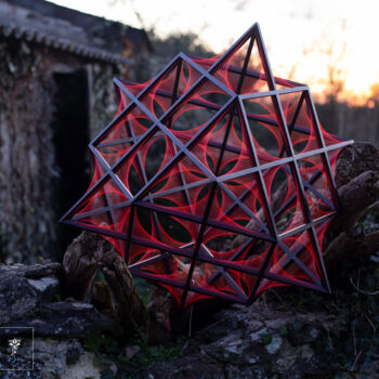 Sculpture titled "Cuboctahedron and M…" by Kevin Fernandez (Artwork.e.v), Original Artwork, Wood