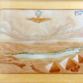 Painting titled "Pirámides de Giza y…" by Anton Luciano Pardo, Original Artwork, Pastel
