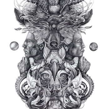 Desenho intitulada "Totem" por Arty Mori, Obras de arte originais
