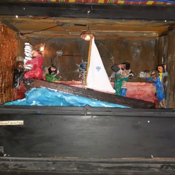 Sculpture intitulée "bateau ivre" par Simon Rousselle Artyculteur, Œuvre d'art originale, Pâte polymère
