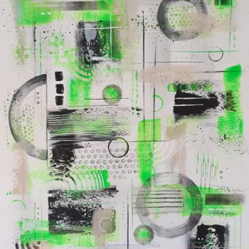 Painting titled "Green dashboard" by Artylique, Original Artwork, Acrylic