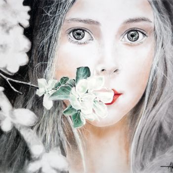 Dessin intitulée "Amélie fleur sauvag…" par Artyon, Œuvre d'art originale, Graphite