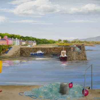 Painting titled "'Fishing Nets on th…" by Yvonne King, Original Artwork