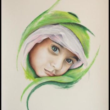 Painting titled "Kenza...Enfant Afgh…" by Isabelle Nicolazzo - Zazou, Original Artwork, Other