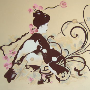 Painting titled "Pastel Japon - Past…" by Isabelle Nicolazzo - Zazou, Original Artwork, Pastel