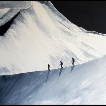 Painting titled "Vers le Mont-Blanc" by Isabelle Nicolazzo - Zazou, Original Artwork, Oil