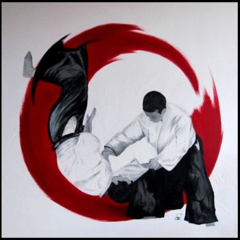Painting titled "Aïkido 100 x 100 Ac…" by Isabelle Nicolazzo - Zazou, Original Artwork