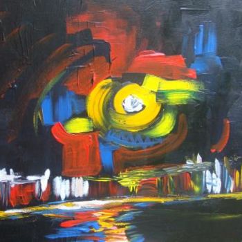 Painting titled "It's Calm at Night" by Frankie, Original Artwork, Oil