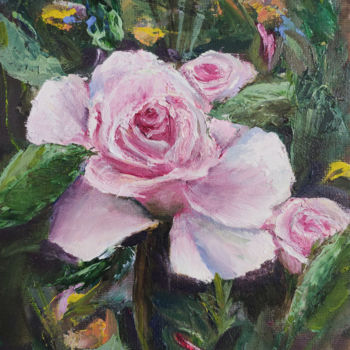 Peinture intitulée "Rose in the garden" par Elena Gridneva, Œuvre d'art originale, Huile