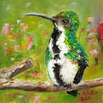 Картина под названием "Hummingbird" - Elena Gridneva, Подлинное произведение искусства, Масло