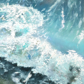 Schilderij getiteld "Abstract Ocean" door Elena Gridneva, Origineel Kunstwerk, Olie