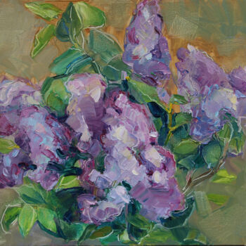 제목이 "Lilacs"인 미술작품 Arus Pashikyan로, 원작, 기름 나무 들것 프레임에 장착됨