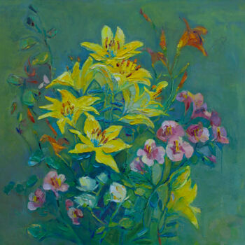 Painting titled "Flower compozition" by Arus Pashikyan, Original Artwork, Oil