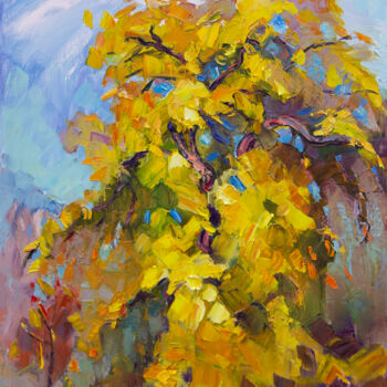 Painting titled "Autumn etude" by Arus Pashikyan, Original Artwork, Oil Mounted on Wood Stretcher frame