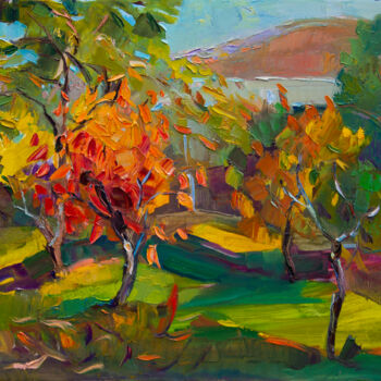 제목이 "Autumn garden"인 미술작품 Arus Pashikyan로, 원작, 기름 나무 들것 프레임에 장착됨