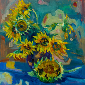 Peinture intitulée "sunflowers" par Arus Pashikyan, Œuvre d'art originale, Huile