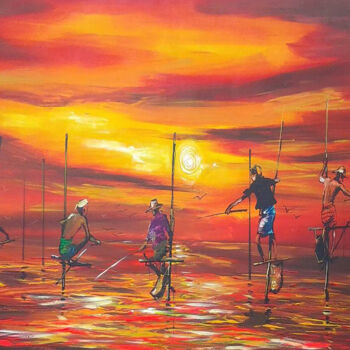 Painting titled "The Loss of a Day" by Aryawansa Kumarasinghe, Original Artwork, Acrylic Mounted on Wood Stretcher frame