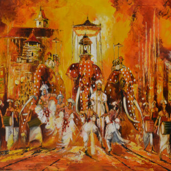 Pintura titulada "Splendor of the Ages" por Aryawansa Kumarasinghe, Obra de arte original, Oleo Montado en Bastidor de camil…