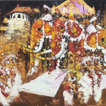 Pintura intitulada "Cultural Flamboyance" por Aryawansa Kumarasinghe, Obras de arte originais, Acrílico Montado em Armação e…