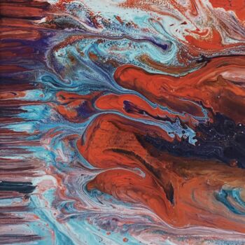 Malarstwo zatytułowany „Rainbow Liquid” autorstwa Aryeh Dodelson, Oryginalna praca, Akryl