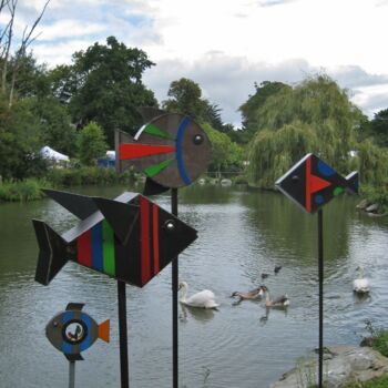 Sculpture intitulée "Les poissons" par Arzel, Œuvre d'art originale