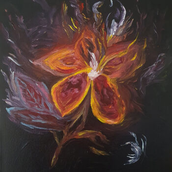 Schilderij getiteld "Fleur de Fumée" door Arzu Çevikalp, Origineel Kunstwerk, Acryl Gemonteerd op Plexiglas