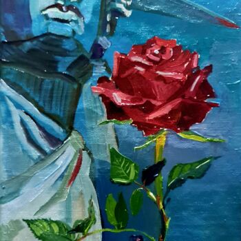 Pintura intitulada "Красная роза.Свобод…" por Asadullina Elvira, Obras de arte originais, Óleo Montado em Armação em madeira